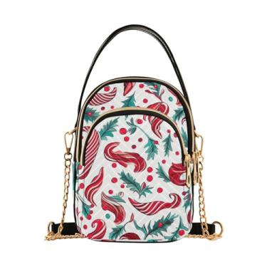 Imagem de Bolsa de ombro outono para designers, bolsa de ombro com zíper, bolsa transversal para meninas, Bengala doce de Natal em branco - 2, One Size