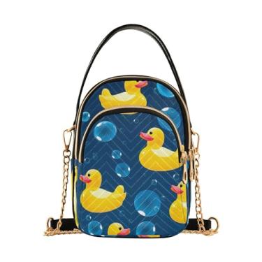 Imagem de GAIGEO Bolsa tiracolo feminina de gengibre, bolsas pequenas transversais, bolsas transversais modernas para mulheres, Patos de borracha amarelos com bolhas - 3, One Size