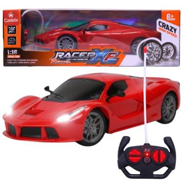 Imagem de Brinquedo Carrinho de Controle Remoto Esportivo Vermelho C/ Luz 1:16 -