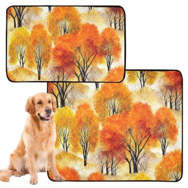 Imagem de Almofadas de xixi laváveis para cães, animais de estimação, reutilizáveis, rústicas, paisagens de outono, absorventes vibrantes e absorventes para cães, tapete de cercadinho para cães, médio + grande