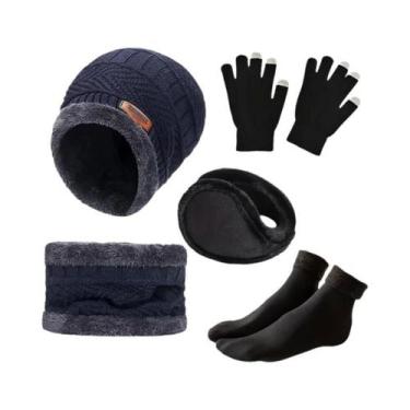 Imagem de Conjunto De Gorro, Cachecol E Luvas De Veludo Quente Para Inverno Para