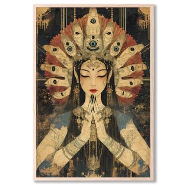 Imagem de Pintura gótica mulher rezando arte de parede deusa grega tela escura academia mulher arte de parede retrato Moody feminino impressões vintage senhora pôster imagens de deusa terror rezando pintura 40