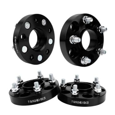 Imagem de Autodevil Espaçadores de roda 5 x 4,5 cm (5 x 114,3 mm) PCD 66,1 mm furo do cubo M12 x 1,25 pinos adaptadores de roda CNC de alumínio 4 peças acessórios de roda de carro peças adequadas para Altima