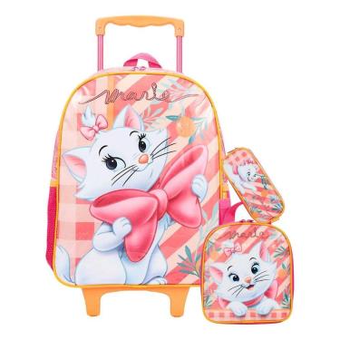 Imagem de Kit Gatinha Marie Mochila De Rodinha + Lancheira + Estojo