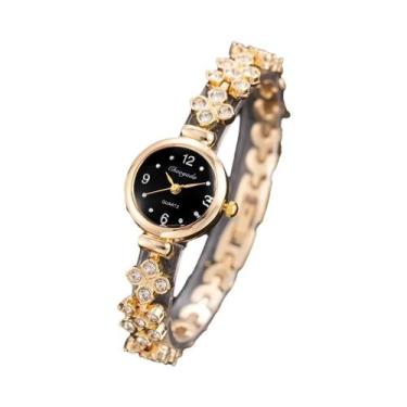 Imagem de Relógio De Quartzo Feminino Com Strass Pequeno Mostrador Em Liga Moda 