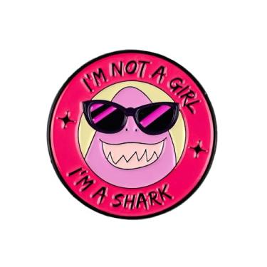Imagem de Broche I'm Not a Girl, I'm a Shark Óculos de Sol, Broche Esmaltado Girl Boss, Presente para Mulheres Sarcásticas Sassy Boss Babe, Broches Amante de Tubarão, Emblema Feminista de Lapela, Acessórios de