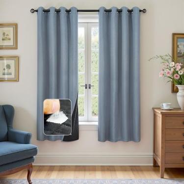 Imagem de DriftAway Cortinas blackout texturizadas de linho com isolamento térmico à prova de som com forro térmico acolchoado para bloqueio de frio e calor, redução de ruído e sono diurno, 1 peça 132 x 182 cm