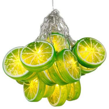 Imagem de Gadpiparty Cordão de luzes de fatia de limão, 20 LEDs alimentados por bateria - Luzes decorativas cítricas verdes para cozinha interna, exterior, pátio, cerca, deck varanda, acampamento, férias, festa