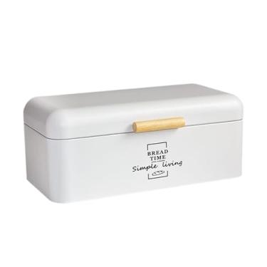 Imagem de Fenteer Caixa de pão de metal para de cozinha, estilo retrô, ideal para guardar pães e outros produtos de panificação.