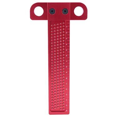 Imagem de Régua para escrita em madeira Tipo T Medidor de furo em liga de alumínio Ferramenta de marcação de carpinteiro Usinagem CNC de alta precisão Medidor de escrita profissional para (Tipo A vermelho)