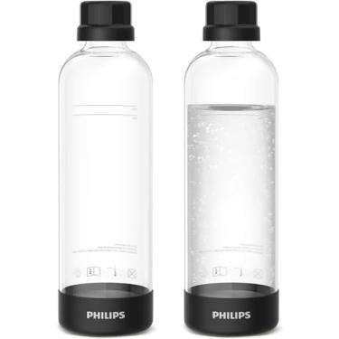 Imagem de PHILIPS Garrafas de carbonatação ADD910BKOQ/37, pacote duplo de garrafas de água PET reutilizáveis de 1L compatível com máquina de água com gás, pacote com 2 para ADD4902BKOQ/37, ADD4902WHOQ/37 e