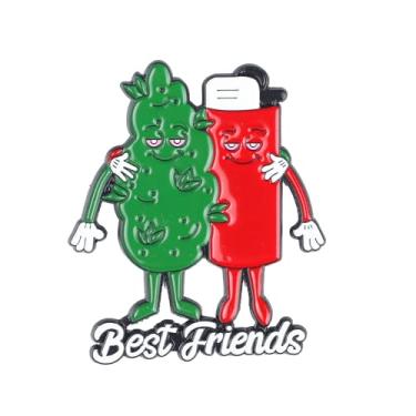 Imagem de Broche de esmalte engraçado de maconha para maconha, broche de lapela para melhores amigos fumando cannabis, broches viciados em maconha, broche de crachá para amantes de maconha, 420 emblemas de