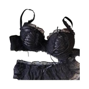 Imagem de Conjunto De Sutiã Sexy Com Renda Para Mulheres Com Seios Pequenos, Sem