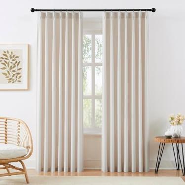 Imagem de Cortinas de linho plissadas com 224 cm de comprimento para sala de estar, quarto, bege, semitransparentes, cortinas para decoração de casa, cortinas texturizadas de linho sintético para quarto de bebê
