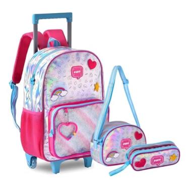 Imagem de Mochila Infantil com Rodinha, Clio, Happy, G, Estojo e Lancheira