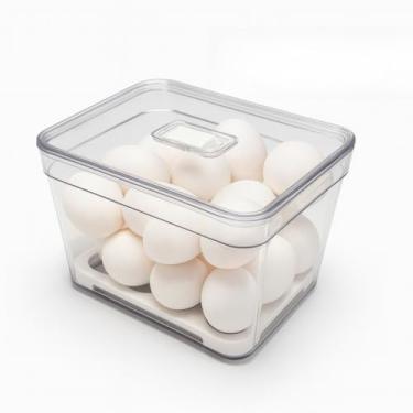 Imagem de Caixa para guardar ovos na geladeira, com tampa e bandeja de acrílico. (Organizador 22 Ovos)