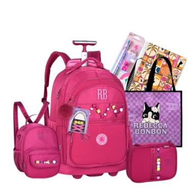 Imagem de Kit Mochila Rodinha Escolar Rb Rebecca Bonbon Carrinho Estojo E Lancheira Notebook (ROSA 21)