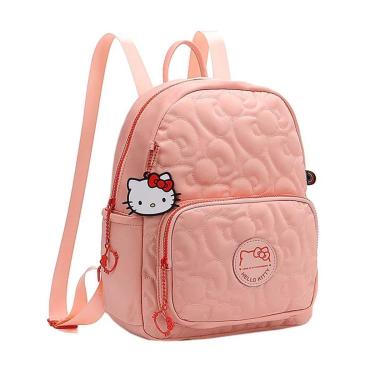 Imagem de Mochila Feminina Hello Kitty detalhes Laços e Chaveiro Exclusivo-Feminino
