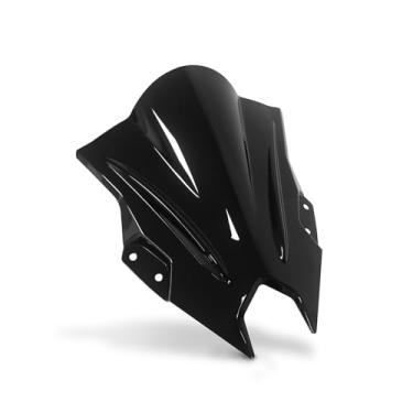 Imagem de GZDLMoto Viseira de para-brisa para motocicleta, defletor de ar e vento, design de bolha dupla para Kawasaki Ninja 500/SE 2024, kits de carenagem de plástico ABS (bolha dupla, preto, 38 cm)