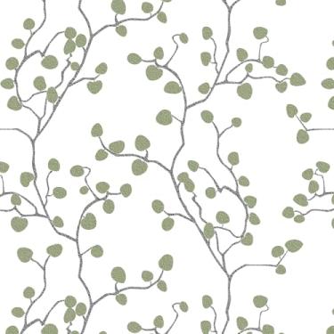 Imagem de GloryTik Papel de parede botânico para descascar e colar, papel de contato de folha verde, papel de parede autoadesivo de vinil impermeável autoadesivo para decoração de armário de quarto 43 cm x 500