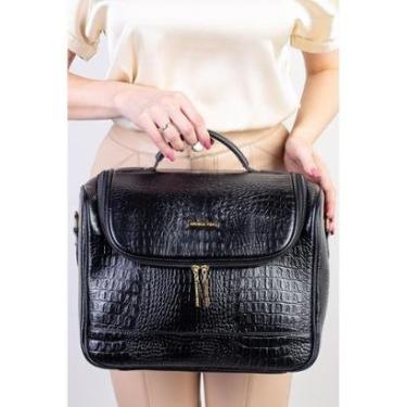 Imagem de Frasqueira feminina de couro croco para viagem Roma-Feminino