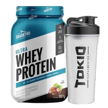 Imagem de Ultra Whey Chocolate Avela 907g Shark Pro + Shaker Tokio 600ml-Unissex