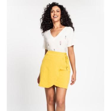 Imagem de Saia Transpassada em Air Flow Poá Rovitex Amarelo, G, Amarelo