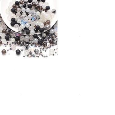 Imagem de Contas de vidro mistas redondas estrela do mar peixe Rondelle contas espaçadoras de vidro de cristal para fazer joias, colar faça você mesmo, pulseira, brinco, colar, chaveiro, preto