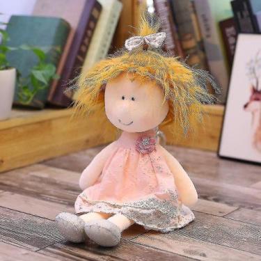 Imagem de Boneca de pelúcia Little Sister 45 cm com cabelo loiro e saia rosa - G