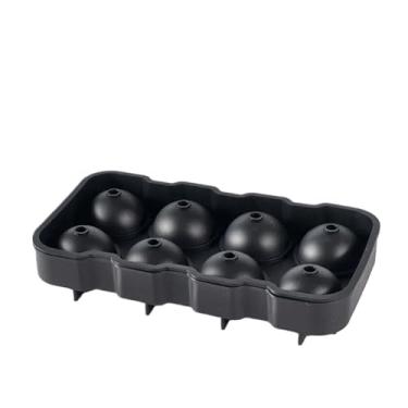 Imagem de Formas esféricas grandes 4/8 quadriculadas de uísque de gelo sem vazamento, bandejas redondas de silicone fáceis de encher e liberar ferramentas para fazer bolas de gelo (cinza, médio)