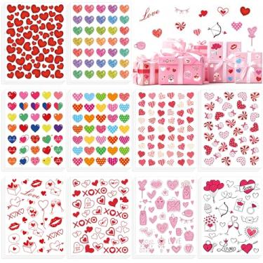 Imagem de 1140 adesivos de dia dos namorados, 30 folhas adesivos de coração fofos, adesivos de amor em massa para decorações de dia dos namorados, caixa de presentes, envelopes, cartões, decoração, artesanato