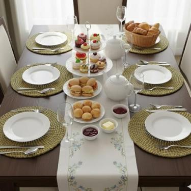 Imagem de Lugar Americano Redondo Trançado Mesa Posta 32cm Ervas Marinhas Amarela (1)