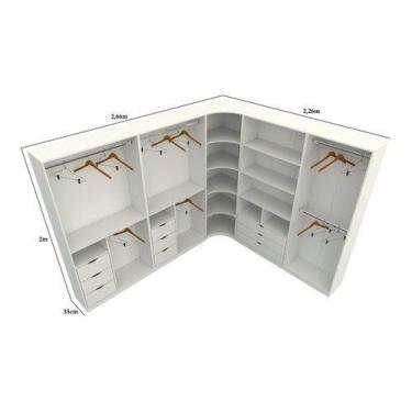 Imagem de Kit Closet Armário M64 (expositor,roupa) - VETORIAL MÓVEIS, Branco