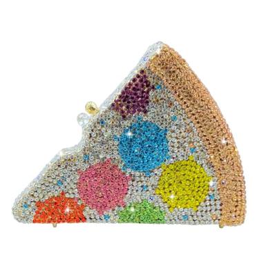 Imagem de Usuisy Novidade 3D Pizza Shape Bolsa feminina de cristal clutch noite festa baile jantar strass clutch bolsas e bolsas, mini, Multi 3, Mini