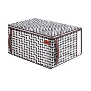 Imagem de Organizadora de Roupas, Caixa para Roupas de cama e banho, Edredons – TNT Com Zíper e Alças Laterais, Visor Transparente, Dobrável, Empilhável – Ideal Closet, Cama, Brinquedos e Viagens