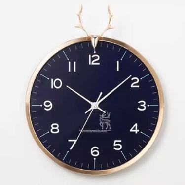 Imagem de KEG801302 Relógio de parede, relógio de sala de estar, relógio simples e moderno, relógio de quartzo de luxo de alta qualidade, adequado para sala de estar, estudo, quarto. Relógio de parede (azul)