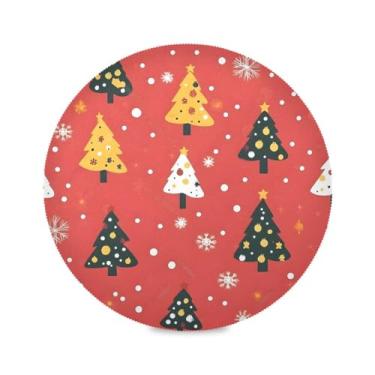 Imagem de STAYTOP Jogo americano redondo para árvore de Natal e estrelas, 6 peças, tapetes de mesa antiderrapantes fáceis de limpar para decoração de mesa de festa e churrasco