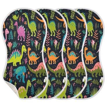 Imagem de STAYTOP 4 peças de panos fofos de dinossauro de desenho animado - panos de arroto para bebês meninos meninas e toalha de recém-nascido, panos grandes absorventes para arrotar