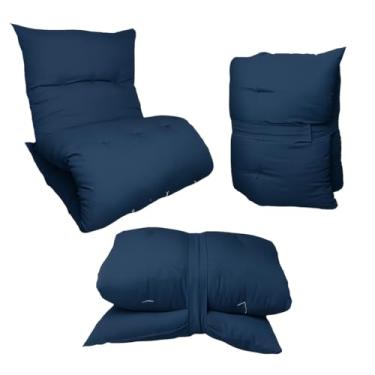Imagem de Almofada Futon Dobrável 170x60x9cm Colchonete Multiuso Macio para Chão Sofá Meditação Leitura e Visitas(Azul Marinho)