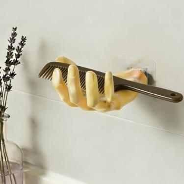 Imagem de Gancho de parede em forma de mão sem broca para banheiro - 1 peça multiuso para toalhas, chaves, chapéus, organizador de banheiro