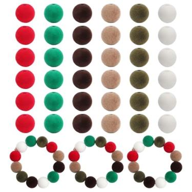 Imagem de 60 peças de contas de veludo de Natal, contas espaçadoras de 16 mm, ornamentos de contas de outono, colar de árvore de Natal para joias, pulseiras, fazer casa, guirlanda, bandeja em camadas, decoração