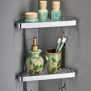 Imagem de Suporte de chuveiro de canto, prateleira de banheiro, organizador de prateleira de chuveiro, prateleira de cosméticos, acessórios de banheiro, organizador de chuveiro (cor: cromo) (duplo cromado)