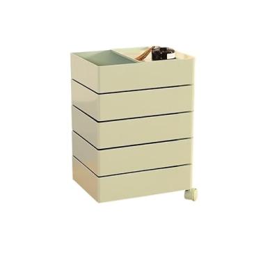 Imagem de Mesa lateral mesa de canto armário giratório 360 armário de armazenamento moderno minimalista escritório multicamadas armário de armazenamento removível mesa de cabeceira mesa de chá mesa de café (cor