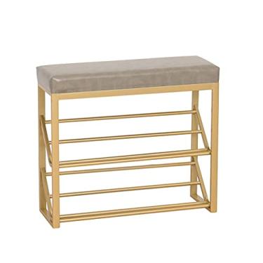 Imagem de Prateleira de sapato, organizador de sapato, sapateira para entrada, banco de sapato de 2 níveis para armário, organizador de armazenamento de prateleira de sapatos de metal para sala de estar