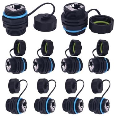 Imagem de Acoplador de montagem em painel CAT6 RJ45 impermeável 10 peças, conector CAT6 RJ45 blindado para montagem em painel Lonlonty Cat5/5e/6 8P8C Ethernet LAN adaptador de cabeça dupla com tampa à prova