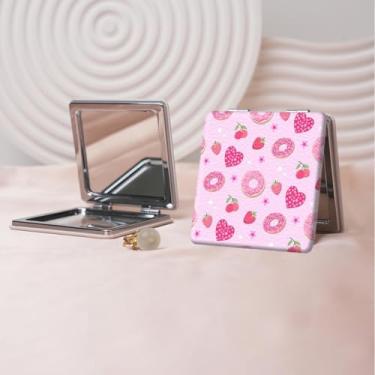 Imagem de Espelho de maquiagem portátil Millennium Y2K Abi-Style, mini espelho de maquiagem portátil dobrável, espelho de contorno quadrado portátil, adequado para mulheres usarem em várias ocasiões