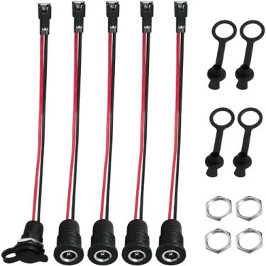 Imagem de LUORNG 5 peças Tomada de alimentação CC Scooter elétrica Scooter Cabo de plugue de porta de carregamento com cabo à prova d'água 5,5 x 2,5 mm fêmea para controles remotos de produtos digitais