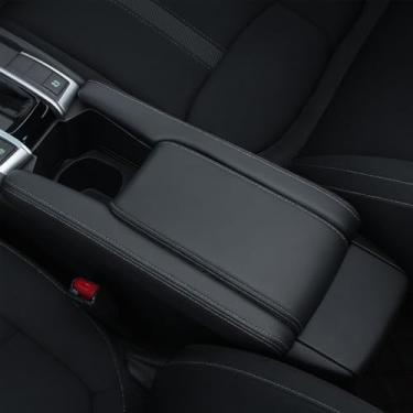 Imagem de 4 peças de capa de apoio de braço para Honda Civic 2016–2021 10ª geração console central – conjunto protetor de couro de microfibra