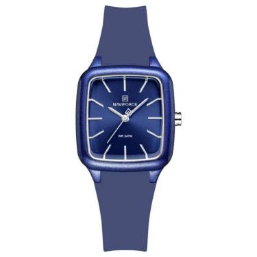 Imagem de Relogio Feminino Design Quadrado Casual Simples Impermeavel Pulseira Silicone Azul