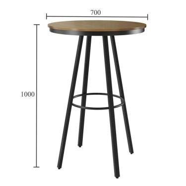 Imagem de Mesa Bistro Redonda 70 Cm Estrutura Aço Carbono Base Preta Boston Nozes
